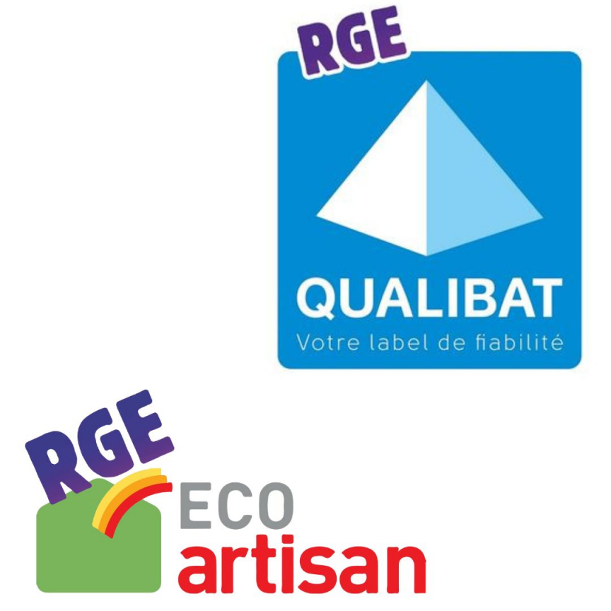 logo RGE QUALIBAT et logo RGE eco artisan CAPEB